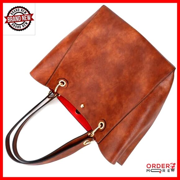 Large Work Tote Bag with Crossbody Strap, Waterproof Vegan Leather, 25L Capacity - Picture 2 of 6